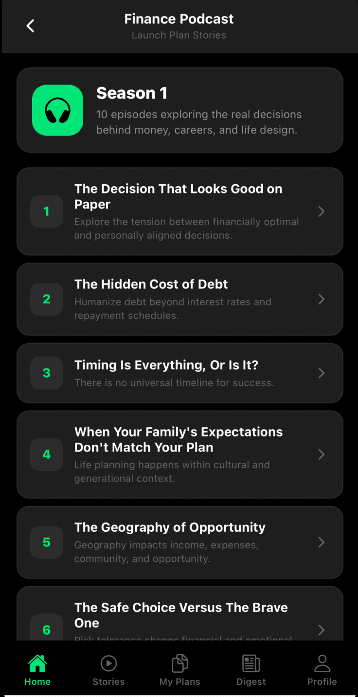 Finance Podcast screen